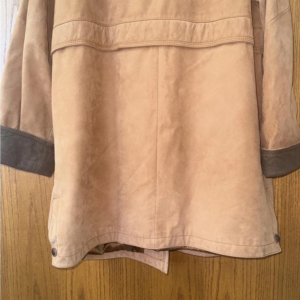 G-III Brown Vintage 100% Leather Suede Barn Jacket Hunting / Country Style Large - Picture 14 of 15